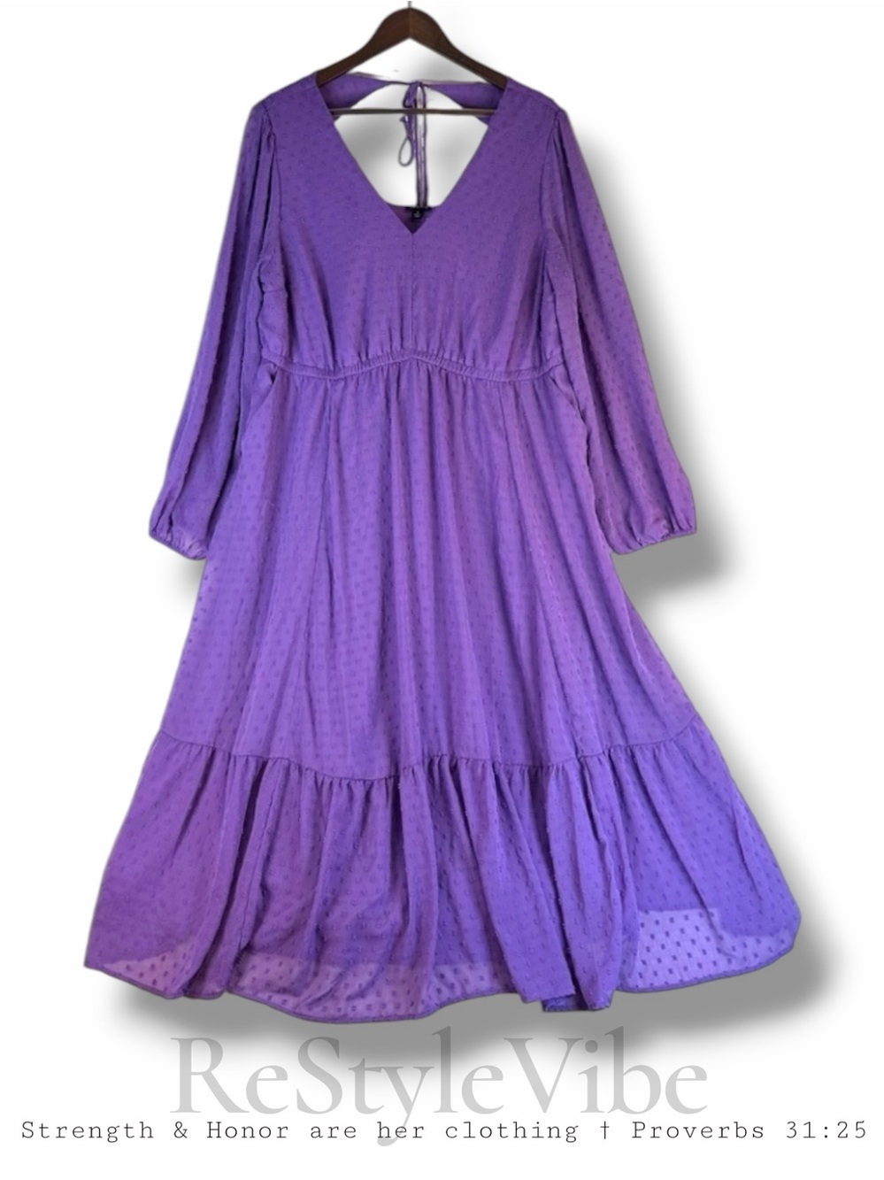 TORRID Women’s Size 1 1X 14-16 Dress Midi Length Long Sheer Sleeves Lined Purple